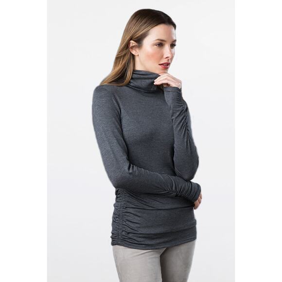 KINROSS Ruched Turtleneck Charcoal/Dark Gray Size S - Picture 1 of 7